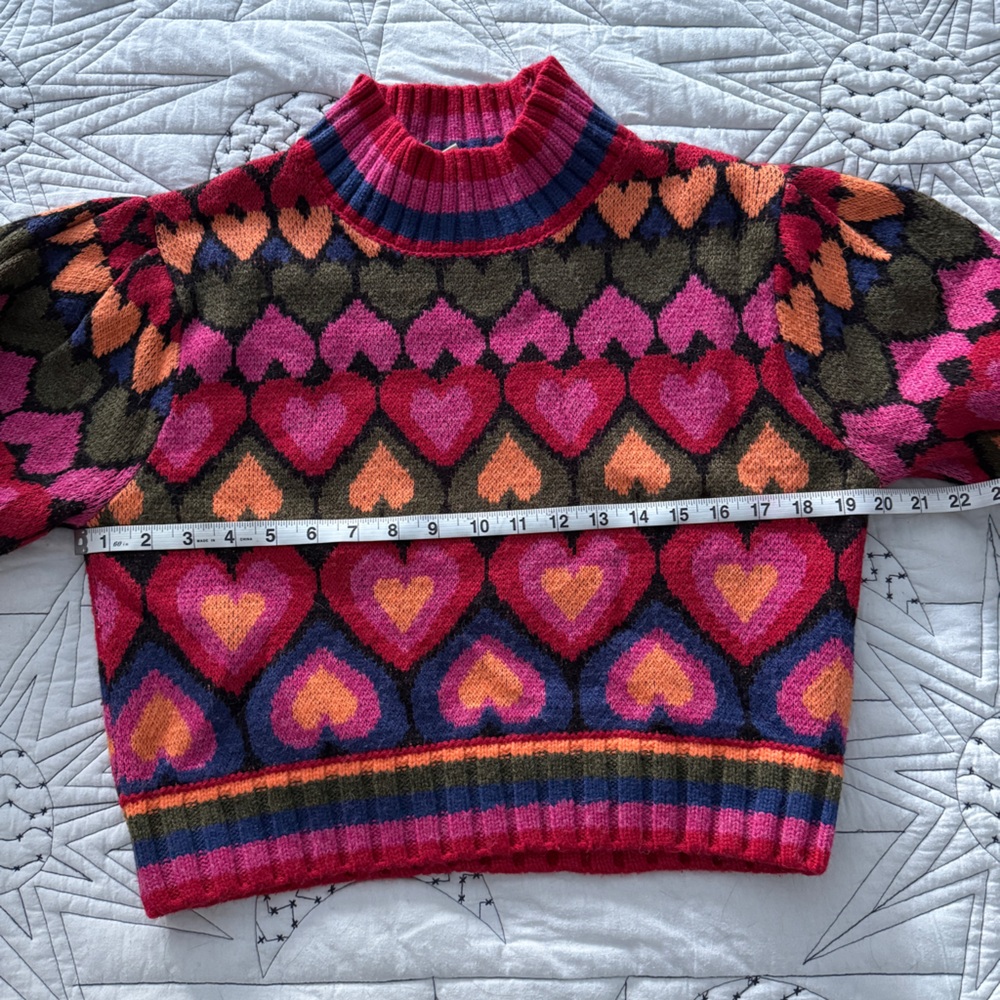 FARM Rio Multicolor Heart Pattern Sweater - Picture 6 of 10